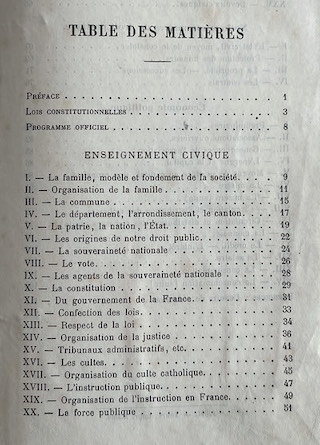 programme des leçons d'instruction civique